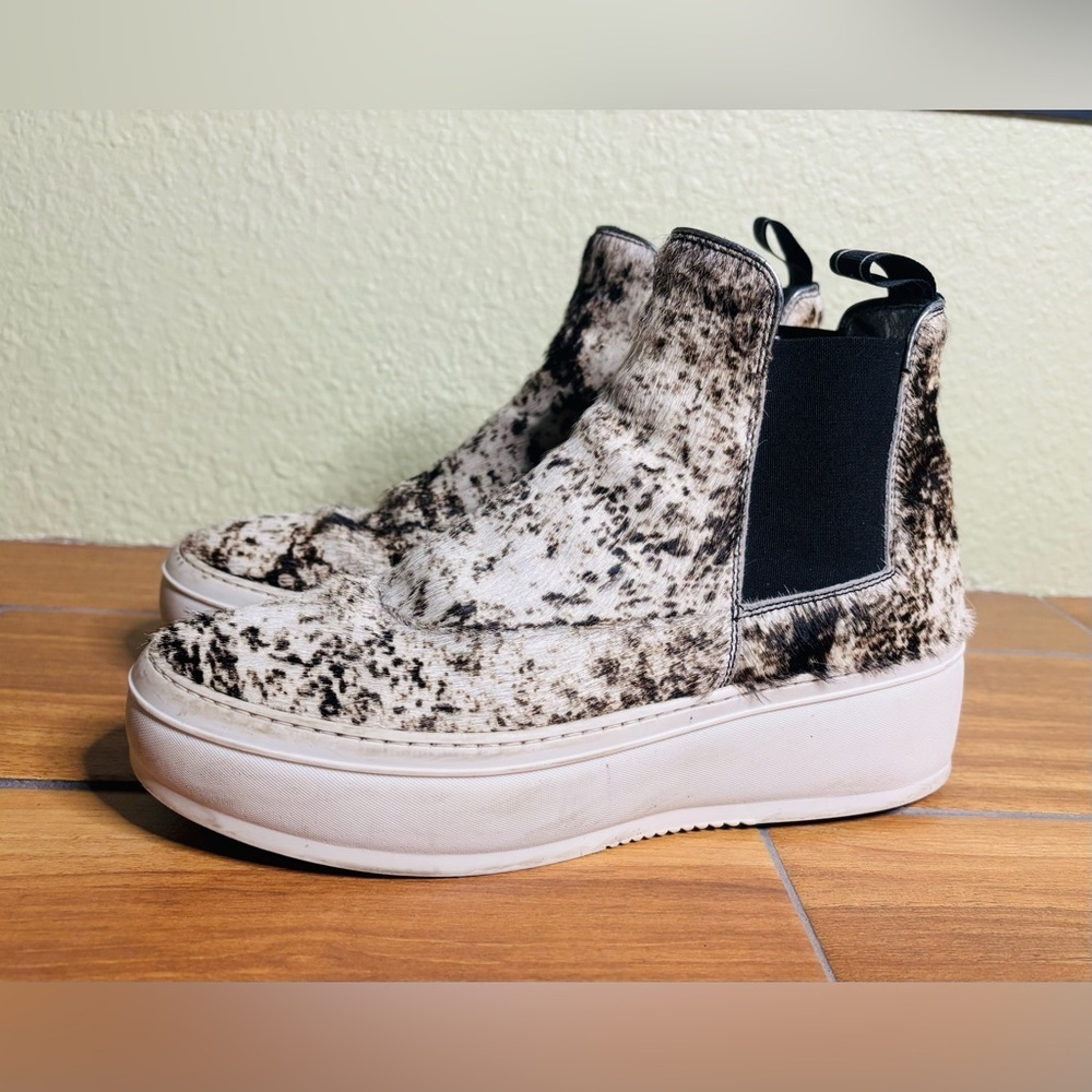 P448 Women's Lucy High Top Calf Hair Platform Sneakers Size: US 8.5 (EIU 39)